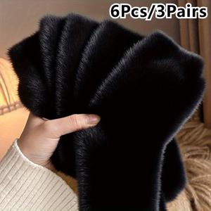 TEMU 6개입 여성용 울트라소프트 플러시 보온 양말 - 따뜻한 미드컬프 겨울용, 단색 (화이트) 실내/실외 슬리퍼, 손세탁 전용 폴리에스터 부티, 추운 날씨 및 집에서 사용하기 좋은