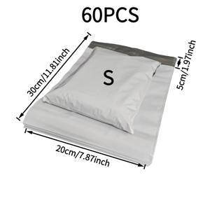 TEMU 60개 흰색 택배 봉투 | 초강력 PE 소재, 자체 밀봉, 대형 패키지, 의류 포장, 상업용, 우편 운송 봉투에 적합한 5가지 사이즈