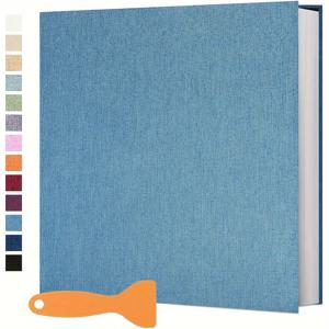 TEMU 1pc 대용량 자체 접착 사진 앨범 책 - 20장/40페이지, 면감, 라이트 블루 커버, 스크래핑 도구 포함, 가족, 기념일, 결혼 사진 보관, 사진 앨범 책, 책장 정리, 장식 책, 내구성 바인딩