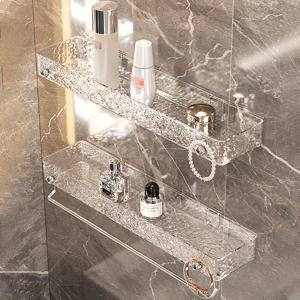 TEMU 2팩 골든 튜브 아크릴 벽걸이 선반, 다양한 방 유형을 위한 드릴 없음 욕실 보관 랙, 플라스틱 벽걸이 선반, ≤ 8mm 파이프 직경