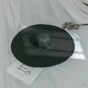 TEMU 비치 & 아웃도어용 엑스트라 라지 선햇 - 와이드 브림 UPF, 접이식 스트로 스타일 논엘라스틱 밴드, 휴가·사진 촬영·캐주얼 착용에 어울리는 세련된 블랙 파라솔