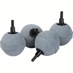 TEMU 4개 블루 다공성 공기 스톤, 연못, 수족관 및 수경법용 - 안전한 검은색 캡이 있는 산소 디퓨저, 물고기 건강 및 식물 성장 향상, 설치가 용이함