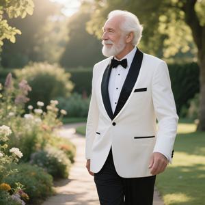 TEMU 우아한 화이트 디너 재킷 - 블랙 노치 칼라 턱시도 수트 코트, 맞춤제작 Y-52Y-L 사이즈 (드라이클리닝 전용) 결혼식, 프롬 및 정장 행사용 - 사계절 클래식 블랙 & 화이트 테일웨어