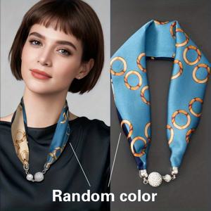 TEMU 1개 우아한 여성 스카프 - 블랙 & 화이트 기하학적 프린트와 파란 줄무늬, 긴 목도리 & 헤어밴드 세트, 가벼운 통기성 원단 캐주얼/포멀룩용, 어머니날 발렌타인데이 선물, 머리 장식 스카프, 고급스러운 디자인, 매끄러운 질감, 비즈 장식, 스타일리시 액세서리, 부드러운 소재, 다용도