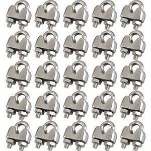 TEMU 25팩 (75개 클램프) 3/16인치 M4 U볼트 새들 케이블 클램프 - 고강도 304 스테인리스 스틸 와이어 로프 케이블 클립, 내식성 U볼트, 리깅, 임시 펜싱, 하중 고정, 배너/깃발 걸기용 - M4 나사산 소형