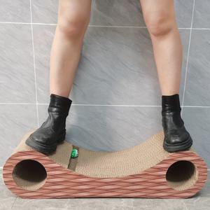 TEMU 녹색 럭키 초대형 헤비듀티 고양이 스크래처 - 벨 장착 & 2단 터널 디자인 - 대형 다중 고양이용 내구성 종이 카드보드 스크래처, 최대 25kg 뚱뚱한 고양이, 긴 털 품종 및 가구용 (760mm, 베이지/브라운)