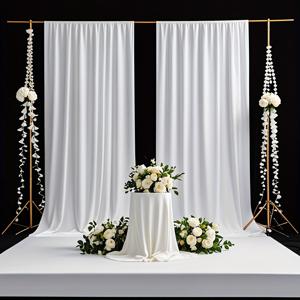 TEMU 클래식 화이트 폴리에스테르 백드롭, 9.91 x 6.6 ft - 웨딩, 생일, 파티 및 베이비 샤워, 졸업식, 크리스마스, 할로윈, 추수감사절, 데이 장식용 우아한 새틴 소재 - 전기 없이 사용 가능한 다기능 사진 세트 - 1팩