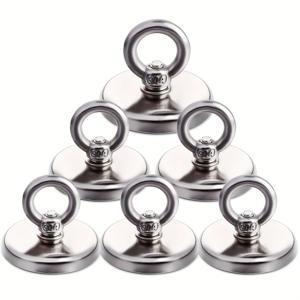 TEMU 4/6개 LOVGEKOE 헤비듀티 네오디뮴 자석 후크 세트 - 64 lbs (30kg) 인장력, 천장/벽/냉장고 자석, 카운터싱크 아이볼트, 공간 절약형 금속 후크, 차고, 작업실, 주방, 사무실용 - 다목적 자석