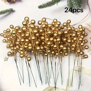 TEMU 24개의 인공 빨간 열매 가지 8인치, 크리스마스 나무 및 가정 장식에 적합 - DIY 공예 및 결혼식에 완벽 - 휴일 크리스마스 새해 장식 꽃