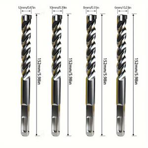 TEMU 3날 전동 해머 드릴 비트, 로터리 해머 드릴 비트 세트, 임팩트 드릴 비트, 콘크리트, 벽돌, 블록, 돌 및 석조에 적합.