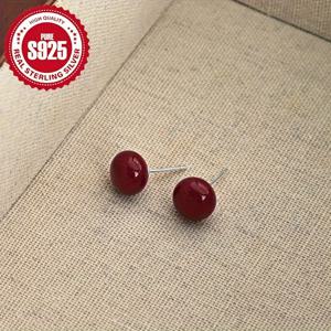 TEMU 여성용 패션 스터드 귀걸이 한 쌍, 심플하고 다용도 레드빈 오벌 스터드, 저자극성 실버, 10mm 1g, 12mm 1.58g, 16mm: 3.63g, 새해와 크리스마스 선물에 이상적, 귀 피어싱에 다용도