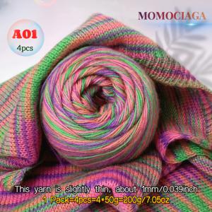 TEMU 4개 섹션 염색 울 실, 풍부한 색상과 부드러움, 크로셰 스웨터, 모자, 스카프, 장갑, 샤울 등에 사용 가능, 총 200g/7.05oz, 두께 1.5mm/0.06인치