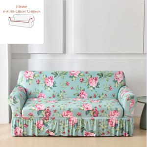 TEMU 디지털 프린팅 새로운 글램 스타일 전원 소파 커버, 풀 세트, 유니버설, 네 сез션, 프릴 밴드, 기계 세탁 가능, 수세탁 가능, 폴리 스판덱스 재질, 100-120g/㎡, 슬립커버 그립 포함, 아르마체어, 러브시트, 3좌석 소파, 4좌석 소파