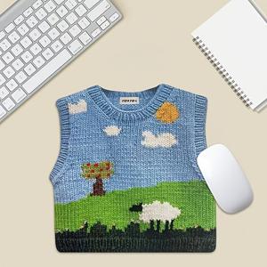 TEMU 니트 스웨터 디자인 마우스 패드, 미끄럼 방지 실리콘 베이스, 고무 소재, 휴대용 창의적인 미적 컴퓨터 마우스 매트, 사각형 사무실 및 기숙사 책상 패드