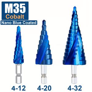 TEMU PMMJ M35 코발트 스텝 드릴 비트 세트, 나노 블루 코팅, 고속강, 4-32mm, 1/4