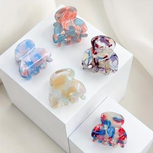 TEMU 매트 솔리드 컬러 아세테이트 헤어 클로 클립 5개 세트 (상어턱 바레트 & 사이드 뱅 클립 포함) - 여성 및 청소년(14세 이상)을 위한 미끄럼 방지 소형 헤어 클로 | 우아하고 귀여운 헤어 액세서리 (브레이드, 포니테일, 번, 업스타일용) | 헤어