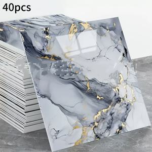 TEMU 멀티피스 세트 특별 가격 - 40개 고품질 타일 효과 자체 접착 스티커, 방수 및 벽 스티커, 주방 및 욕실용, 잔여물 없음 DIY 조립