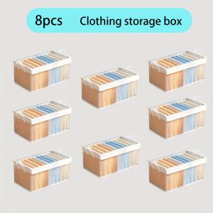 TEMU 8/9/10 대형 PVC 보관함 커버 - 접이식 방진 옷 및 바지 보관 상자, 집과 기숙사에 적합한 의류 보관용 박스, 의류 보관 가방, 큐브 스토리지, 담요 바구니, 옷장 정리용