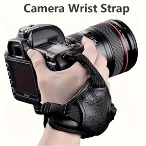 TEMU 빠른 릴리스 판이 있는 조절 가능한 카메라 팔걸이 - SLR/DSLR 카메라용 견고한 블랙 직물, 압력 완화 지원, 카메라 어깨 스트랩과 호환 가능, 사진 액세서리, 세련된 팔걸이, 텍스처드 그립