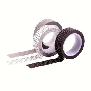 TEMU 3 롤 단색 그리드 및 종이 테이프, DIY 스크랩북, 공예, 파티 장식, 선물 포장 및 스티커를 위한 쓰기 가능한 마스킹 테이프