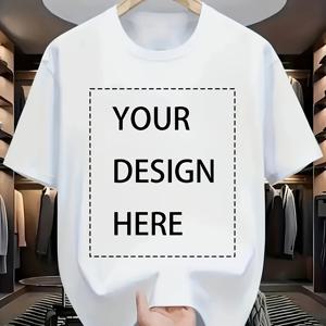 TEMU 남성용 맞춤형 화이트 티셔츠 - 개인화된 텍스트 디자인, 캐주얼 크루 넥, 반팔, 가벼운 폴리에스터 블렌드, 여름 외출에 이상적, 캐주얼 여름 착용 | 티셔츠 | 편안한 핏|반팔티|티셔츠|남자셔츠