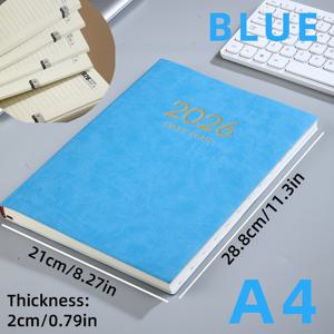 TEMU 2026 A4 가죽 느낌 플래너 - 12개월 365일 일일 오거나이저, 엠보싱 디자인, 360페이지(180장) 두꺼운 종이, 레트로 스타일, 사무실, 학교용 - 11.34x8.35인치, 학용품, 커버, 매끄러운 질감|달력|달력|캘린더