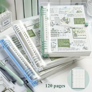 TEMU 120페이지가 있는 투명한 소프트 커버 노트북, 찢어내는 페이지, 분리 가능한 스피럴 바인딩, PVC 커버, 일상적인 사무용품에 이상적, 완벽한 선물 선택, 스타일, 음악 요소, 교체 가능한 리필이 포함된 A5 노트북입니다.