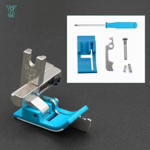 TEMU SHUYUSEWING SY-277 조절 가능한 재봉틀 프레서 풋 - 다기능 왼쪽/오른쪽 가드 및 나이프 헤드 스톱, 블루 플라스틱, 정밀 원단 제어용 블레이드 가드, 모든 재봉틀 호환, 고정밀 재봉 액세서리, 내구성 있는 구조