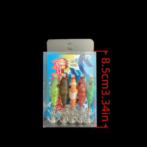 TEMU 5-팩 미니 소프트 실리콘 글로우 루어 - 야광 오징어/대왕새우 낚시 훅, 염수/담수 겸용 리얼리스틱 소프트 베이트, 야간 낚시용