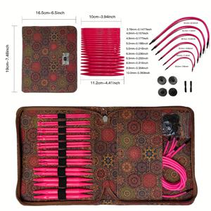 TEMU 10쌍/세트 스웨터 바늘 분리형 원형 바늘 플라스틱 ABS 교체 가능 원형 바늘 다기능 스웨터 바늘 세트 PU 가방