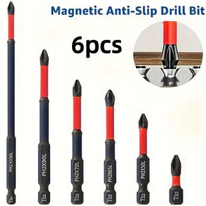 TEMU 6개 자석 미끄럼 방지 드릴 비트 세트 | S2 스틸, 전동 및 수동 드릴에 적합, 가족 및 친구를 위한 이상적인 선물