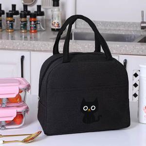 TEMU 1개 블랙 캣 런치 토트백 - 대용량 가방, 출퇴근, 캠핑, 피크닉용 휴대용 (식품 접촉 불가)