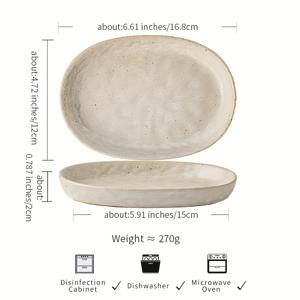 TEMU 1개 일본 스타일 타원형 유리 접시 - 6.5인치 수제 핀치 질감 디저트 & 스시 접시, 균열 방지, 사계절 사용, 아침 식사, 스낵 및 휴일 식사에 적합, 디저트 서빙 접시 | 일본풍 디자인 | 내구성 좋은 유리 접시