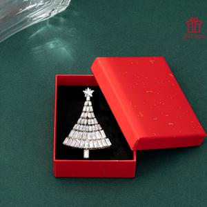 TEMU 1개 여성용 우아한 화이트 골드 도금 (K 골드) 크리스마스 트리 브로치 핀, 별 장식 & - 라이크 - 연중 착용 가능한 파티 선물 상자, 크리스마스, 새해, 결혼식 및 특별한 날을 위한 선물