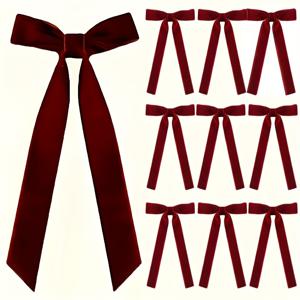 TEMU 10개 빨간색 크리스마스 리본 - 벨벳 장식 리본, 장식, 선물 포장, 공예, 화환 및 트리 장식에 적합, 고급스러운 공주 스타일 (크리스마스, 추수감사절, 할로윈), 고급스러운 질감의 공예 재료