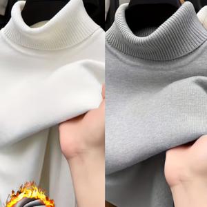 TEMU 2개, 남성 클래식 하이넥 니트 스웨터 - 부드러운 스트레치 겨울 풀오버, 레귤러 핏 솔리드 컬러 캐주얼 웨어, 손세탁 가능 가을 겨울 필수 다용도 의류, 심플 스타일 내구성 원단|옷