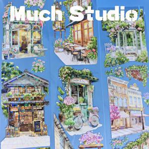 TEMU 레저 스트리트 코너, 평온하고 아름다운 스트리트 풍경 핸드 저널 테이프 스티커, 고급 공예 PET 테이프, 정교한 패턴, 다용도 및 사용 용이, 콜라주 저널, 스티커 데칼, 스크랩북 스티커, 스크랩북 장식에 적합