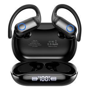 TEMU 귀걸이형 무선 최신 블루투스 5.4 오픈형 버턴식 이어폰,듀얼 LED 디스플레이가 있는 오버이어 헤드폰,500mAh 충전식 배터리,이어후크가 있는 무선 이어폰,남녀 공용 무선 이어버드