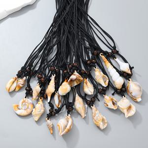 TEMU 트와일라잇 랜덤 12종 수지 소라껍질 DIY 펜던트 세트, 조절형 로프 브레이드 롱넥리스, unisex 캐주얼 매력적인 목걸이, 커플용 사이즈 조절가능한 액세서리, 해양풍 이너웨어 체인 & 우정의 보석