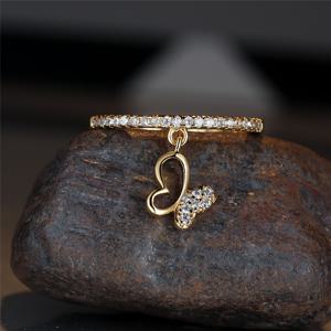 TEMU 귀여운 나비 펜던트 반지 18k 금 도금 반짝이는 지르코니아 장식 선물 당신을 위한 공주 일상 및 파티 장식에 적합