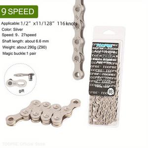 TEMU TOOPRE 초경량 자전거 체인 - MTB, 로드, 접이식 자전거용 116링크 - 8S-12S 속도 호환 - 부드럽고 내구성 있는 라이딩 경험