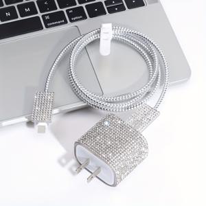 TEMU 5pcs 스파클링 아이폰 충전 케이블 보호자 세트, 실리콘 와이너 & 그립퍼, 부러지지 않는 데이터 라인 및 충전기 헤드 가드, 배터리 없음, 전자 부품 없음