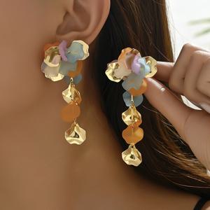 TEMU 2PS 패션 스타일 중동 목가적 꽃잎 수제 DIY 땋은 동양 궁전 큰 귀 스터드 귀걸이, 여성의 일상 착용 및 휴일 파티 선물에 적합