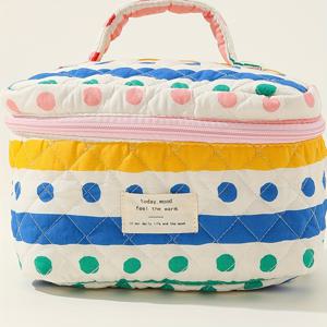 TEMU & 도트 무늬 스토리지 파우치 - 저자극성 멀티컬러 정리함 (학교, 여행, 집용) - 튼튼한 손잡이 및 영감 라벨 포함, 의류 보관 정리함