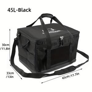 TEMU 45L 대용량 야외 캠핑 수납 가방, 피크닉 조리 기구 보관 파우치, 가스 용기, 커트러리 보관 상자, 야외 캠핑 및 하이킹에 적합.