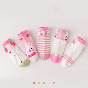 TEMU 여아용 여름용 경량 메쉬 양말 5켤레, 매우 귀여운 공주 스타일, 통기성 좋고 다용도 미드 카프 양말.