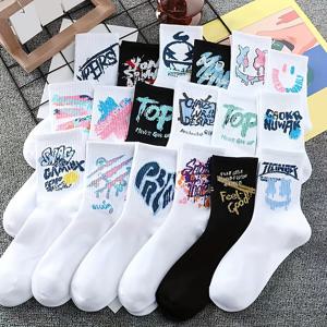 TEMU 10켤레 랜덤 여성 양말, 여름 트렌디 인스타일 인기 화이트 통기성 개성 미드컬프