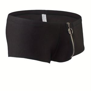 TEMU 남성용 풀 커버리지 지퍼 클로저 박서 브리프 - 부드럽고 편안한 속옷, 논-패브릭 & 솔리드 컬러 박서 쇼츠, 캐주얼 착용에 적합 - 손세탁 가능 (재고 보유)