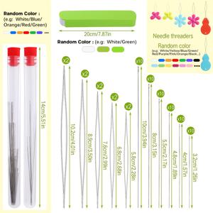 TEMU 비딩 바늘 세트, 60개 긴 직선 비딩 실 바늘 10개 큰 눈 비딩 바늘과 바늘 병 스레더가 있는 스트링 씨드 비즈 팔찌 및 주얼리 만들기용