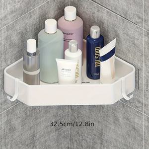 TEMU 1개 세련된 건메탈 그레이 코너 욕실 선반 - 방청, 드릴 필요 없는 벽걸이 금속 수납 선반, 수건 바 & 칫솔 거치대가 있는 현대적인 욕실용 샤워 캐디